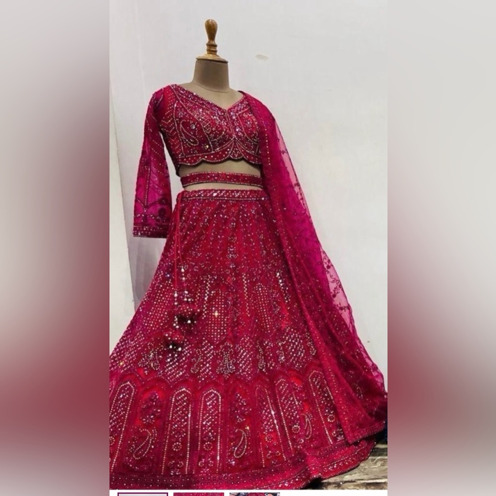 Elegant red Embroidered Lehenga Set